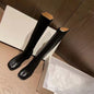 8 CM Split-Toe Boots, Leather Knee Boots ,Cowhide Leather Boots, Patent Leather Boots, Women’s Heel Split-Toe Boots.